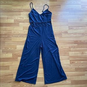 Faux Suede Cutout Jumpsuit